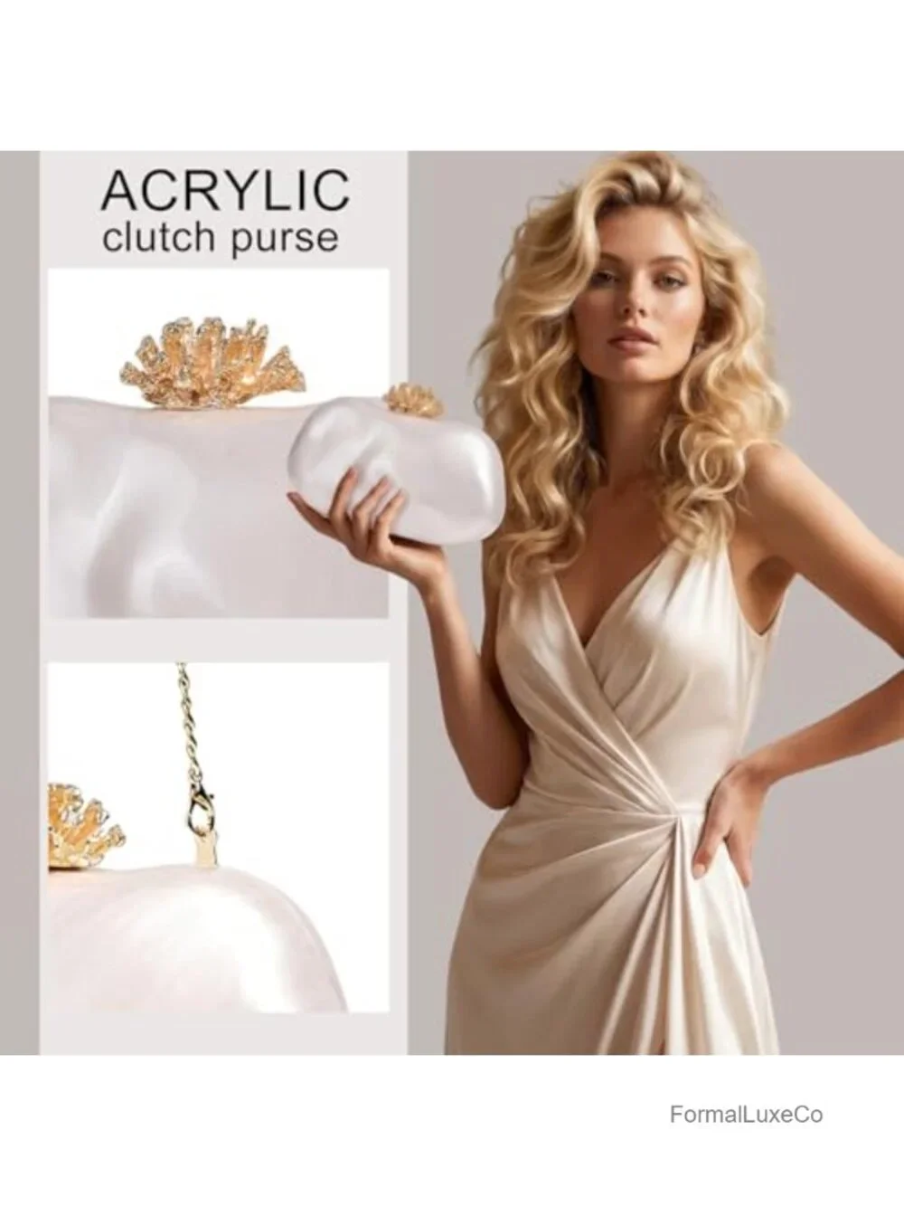 Acrylic Box Clutch with Detachable Chain for Evening Crossbody